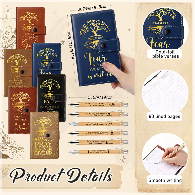 18-Piece Christian Religious Gift Set for Men and Women, Bible Verse Ceramic Coffee Mug, Tree of Life Leather Journal, Pens and Church Party Favors, Inspirational Gift Set for Teacher, Nurse, Pastor and Bible Study
