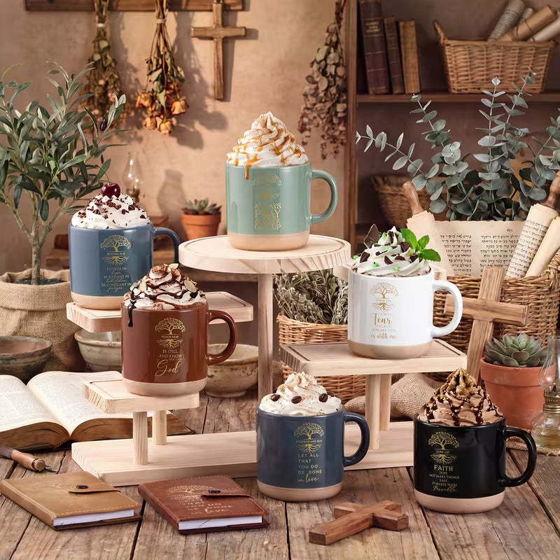 18-Piece Christian Religious Gift Set for Men and Women, Bible Verse Ceramic Coffee Mug, Tree of Life Leather Journal, Pens and Church Party Favors, Inspirational Gift Set for Teacher, Nurse, Pastor and Bible Study