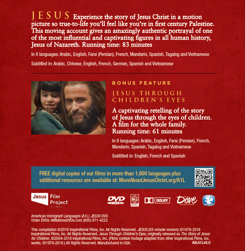 "JESUS / Story of Jesus for Children" DVD in 8 American Immigrant Languages (A1L)