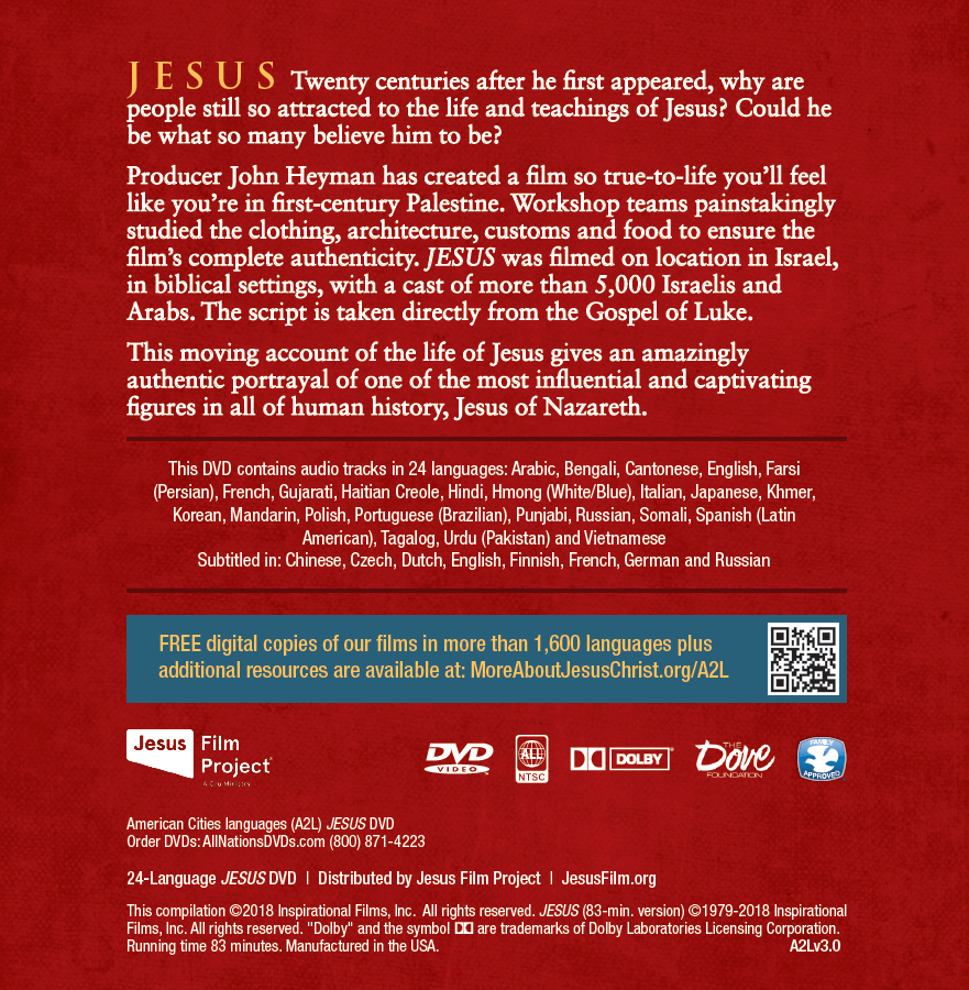 "JESUS" DVD - Special Edition with 24 Language Special (A2L), 50 DVDS
