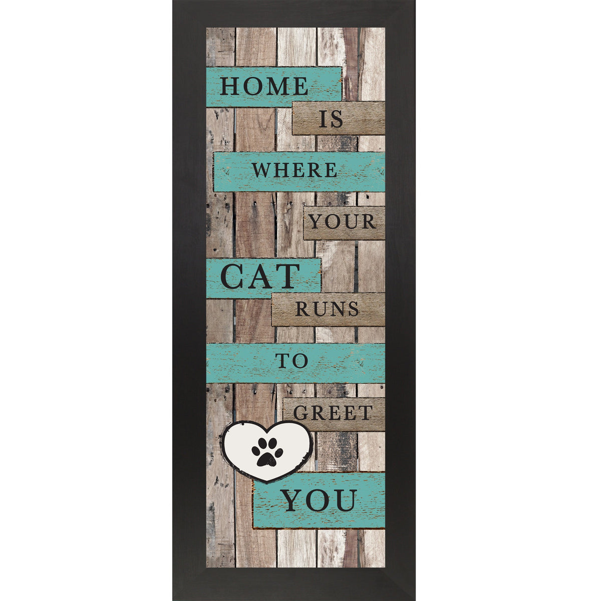 Home Is Where Your Cat Runs to Greet You Wall Art – Rustic Pallet Wood Cat Decor (SB923)
