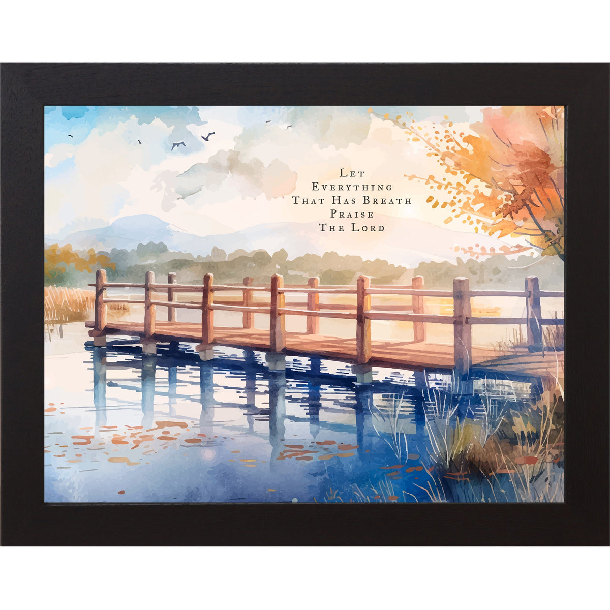 Let Everything That Has Breath Praise The Lord Wall Art – Autumn Pier Landscape Decor (SB243)