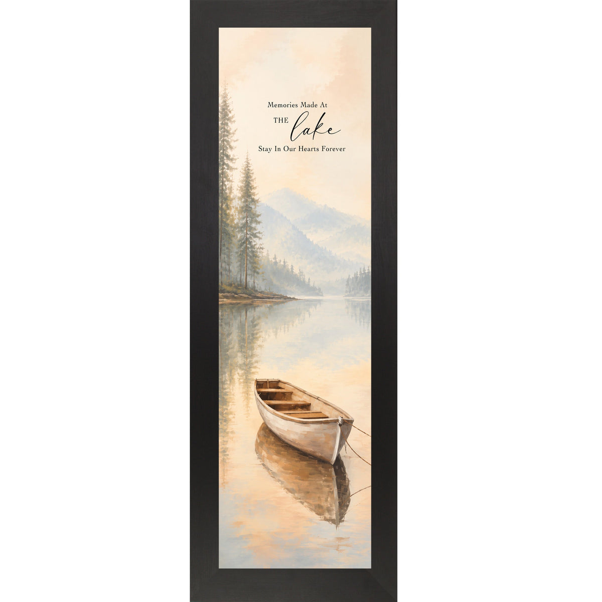 Memories Made At The Lake Wall Art – Watercolor Rowboat Narrow Portrait Lake Decor (SB939)