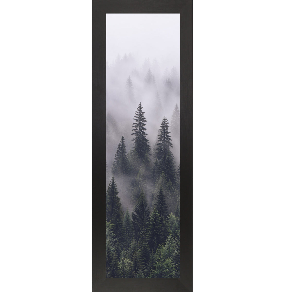Misty Forest Wall Art – Tall Narrow Portrait Evergreen Pine Cabin Decor (SB945)