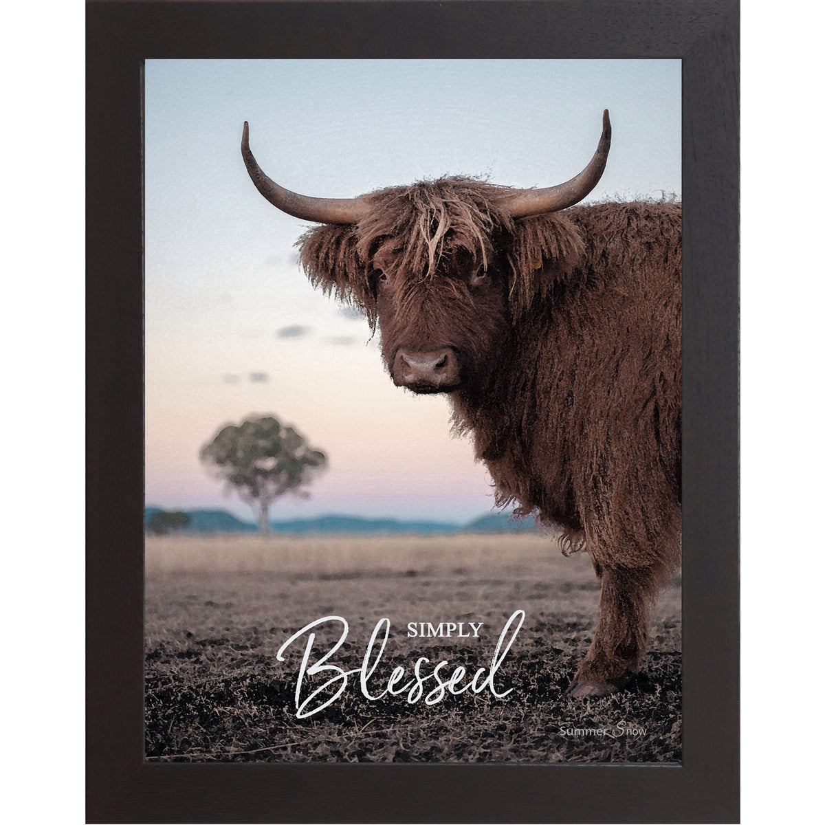 Simply Blessed Wall Art – Highland Cow Twilight Portrait Farmhouse Decor (SSW4)