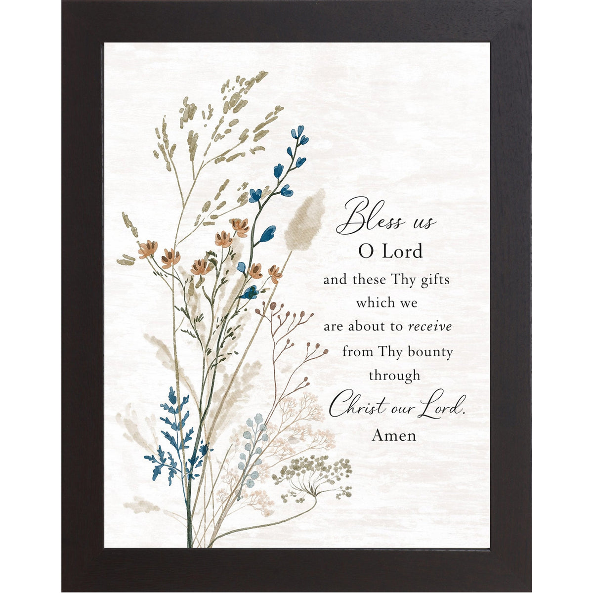 Bless Us O Lord Wall Art – Catholic Meal Prayer Wildflower Floral Christian Dining Room Decor (SA429)