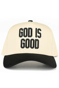 C.C GOD IS GOOD Embroidered Letter Two Tone Trucker Hat