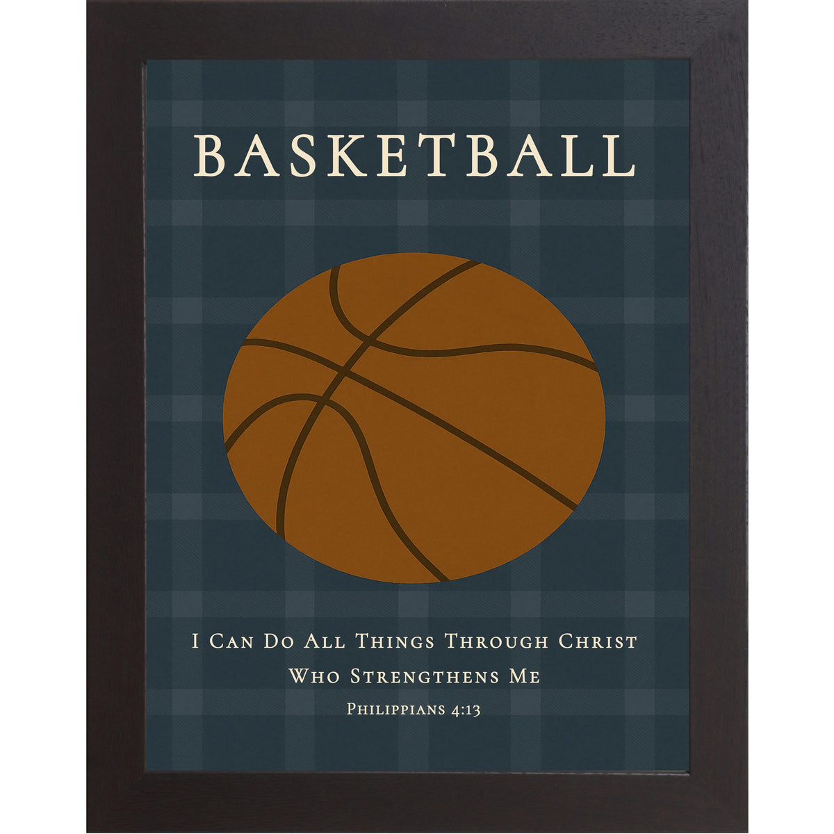 Philippians 4:13 Basketball Wall Art – Christian Basketball Decor for Boys Room or Sports Nursery (SB208)