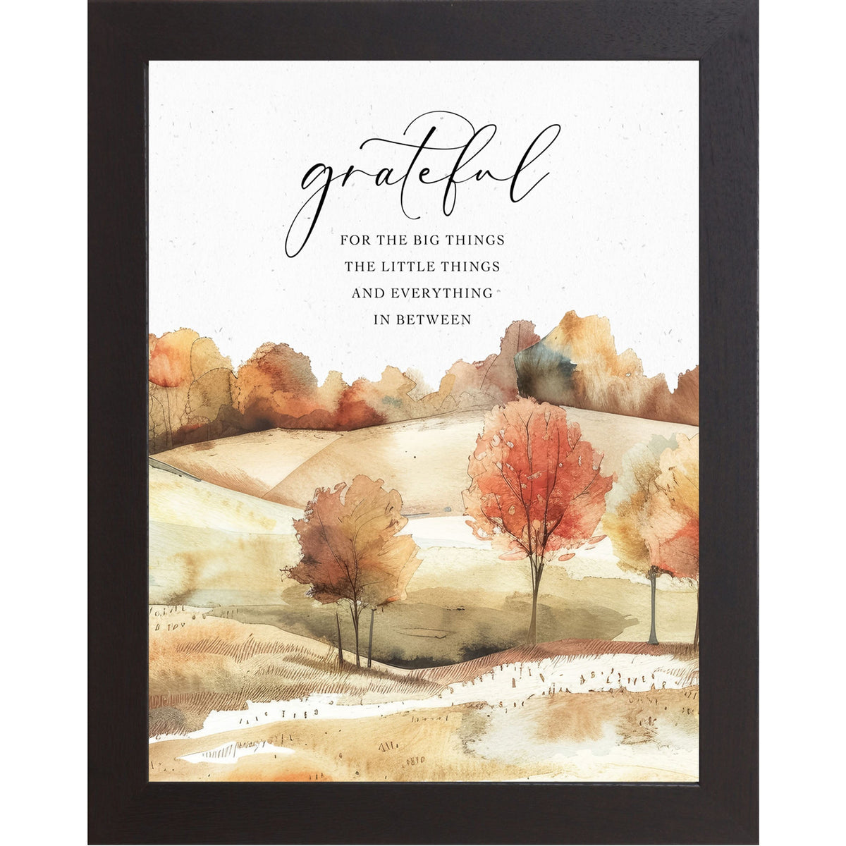Grateful for the Big Things Wall Art – Watercolor Autumn Hills Fall Living Room Decor (NS361)