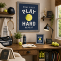 Pray First Play Hard Repeat Tennis Wall Art – Christian Sports Bedroom Decor (SB263)