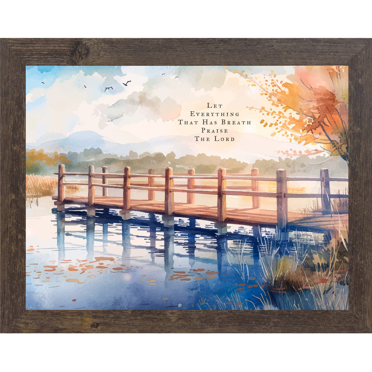 Let Everything That Has Breath Praise The Lord Wall Art – Autumn Pier Landscape Decor (SB243)