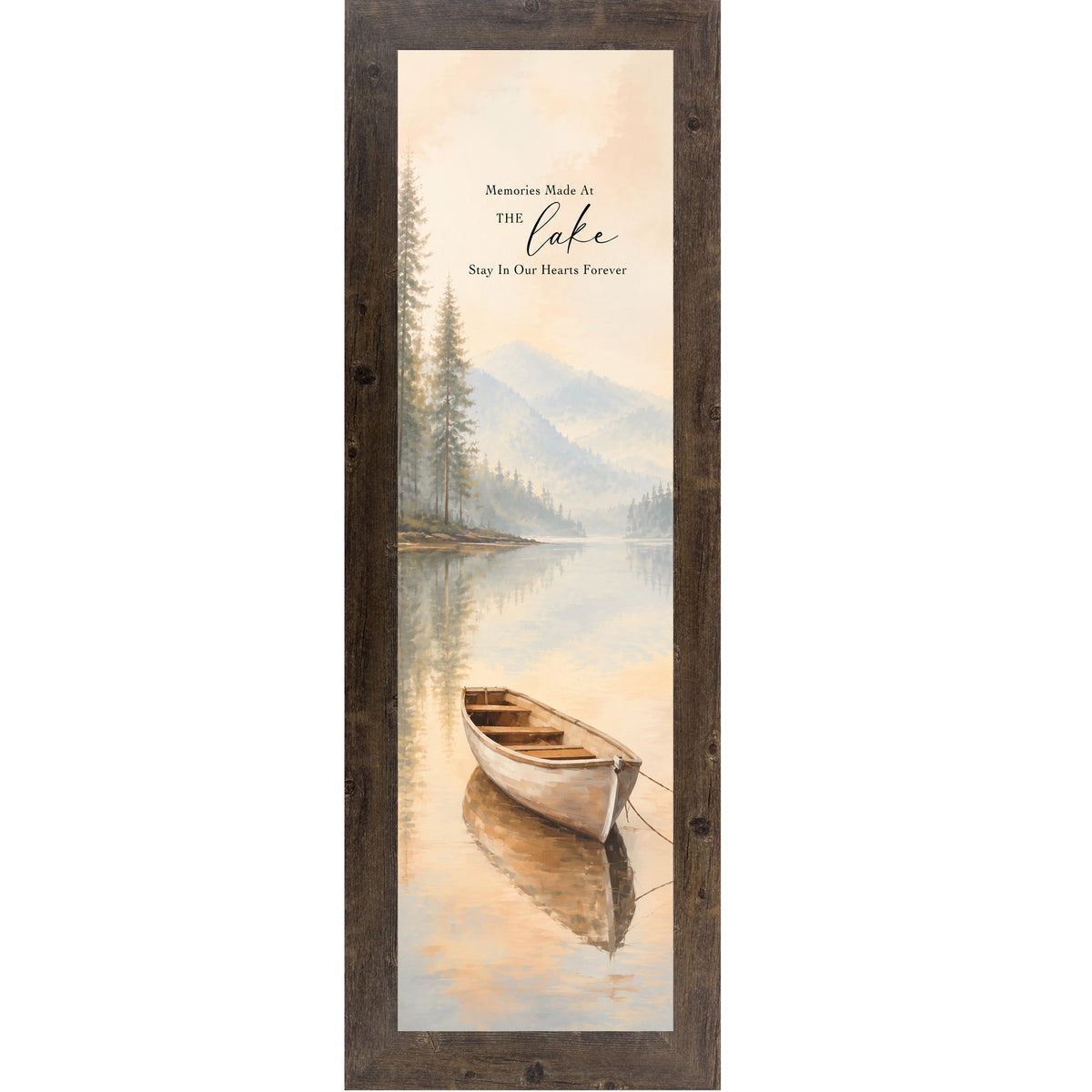 Memories Made At The Lake Wall Art – Watercolor Rowboat Narrow Portrait Lake Decor (SB939)