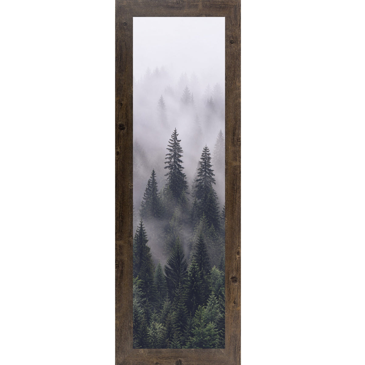 Misty Forest Wall Art – Tall Narrow Portrait Evergreen Pine Cabin Decor (SB945)