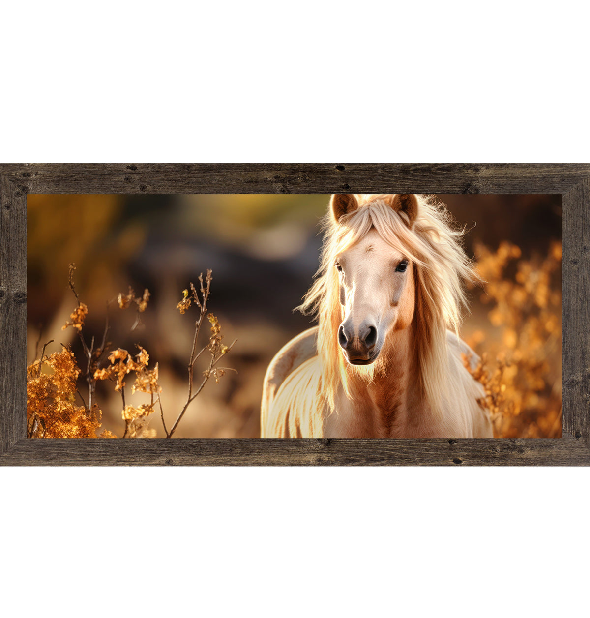 Palomino Horse Wall Art – Golden Autumn Wide Landscape Equine Decor (ZS105)