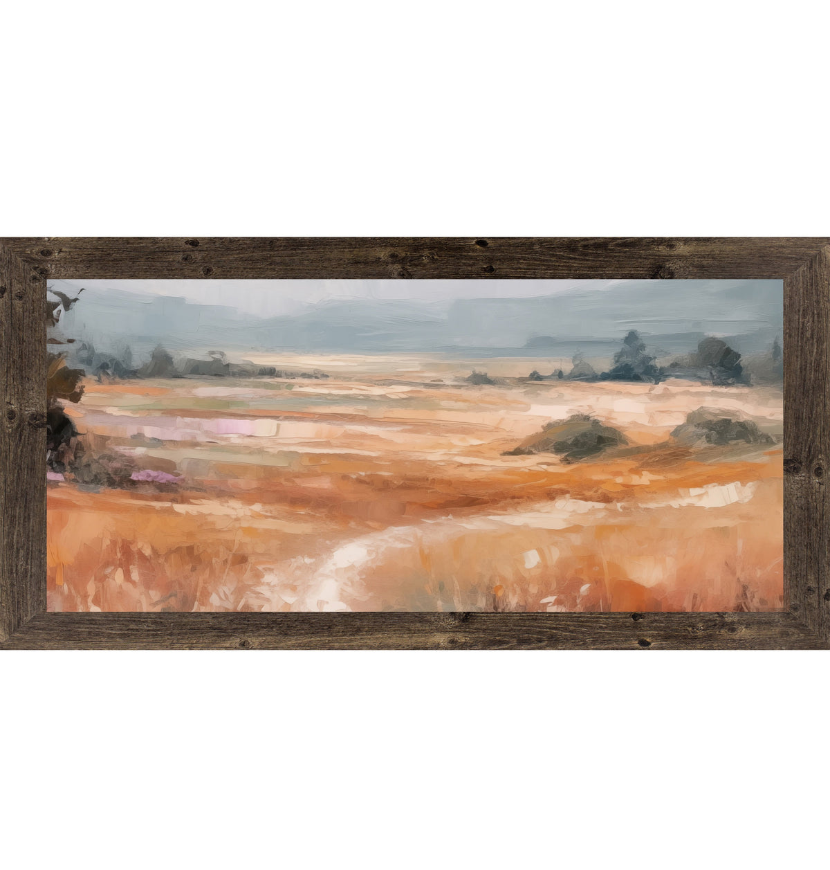 Terracotta Abstract Landscape Wall Art – Full Panoramic Wide Scenic Farmhouse Nature Decor (SB758)