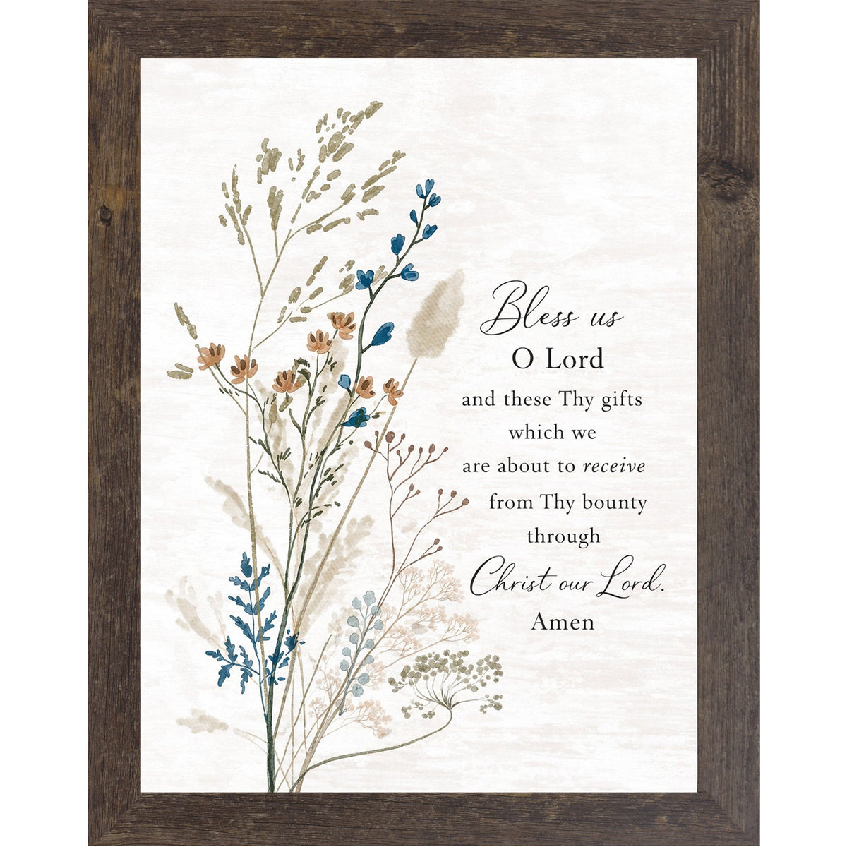 Bless Us O Lord Wall Art – Catholic Meal Prayer Wildflower Floral Christian Dining Room Decor (SA429)