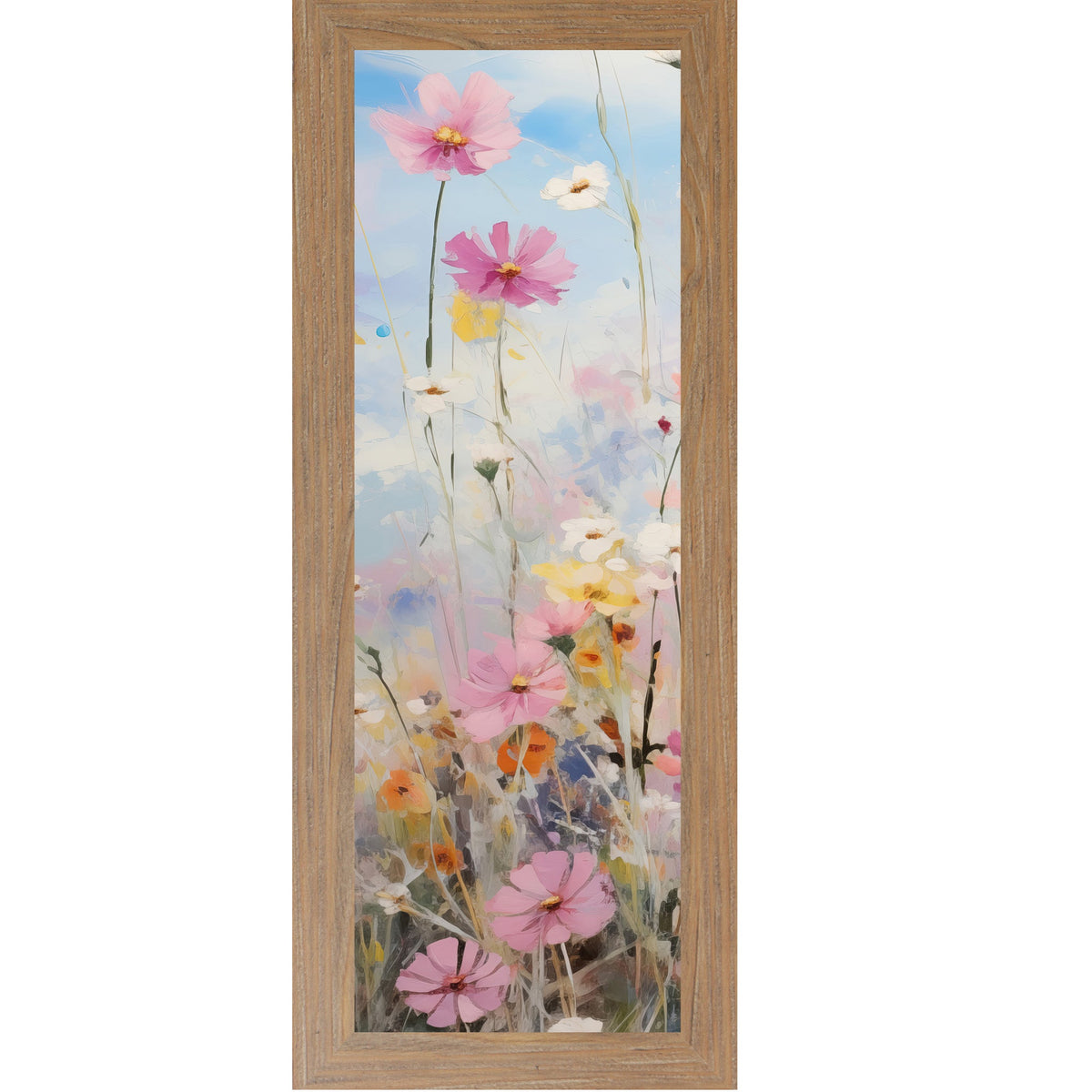Slim Vertical Floral Wall Art – Pastel Meadow Watercolor Flowers (SB906)
