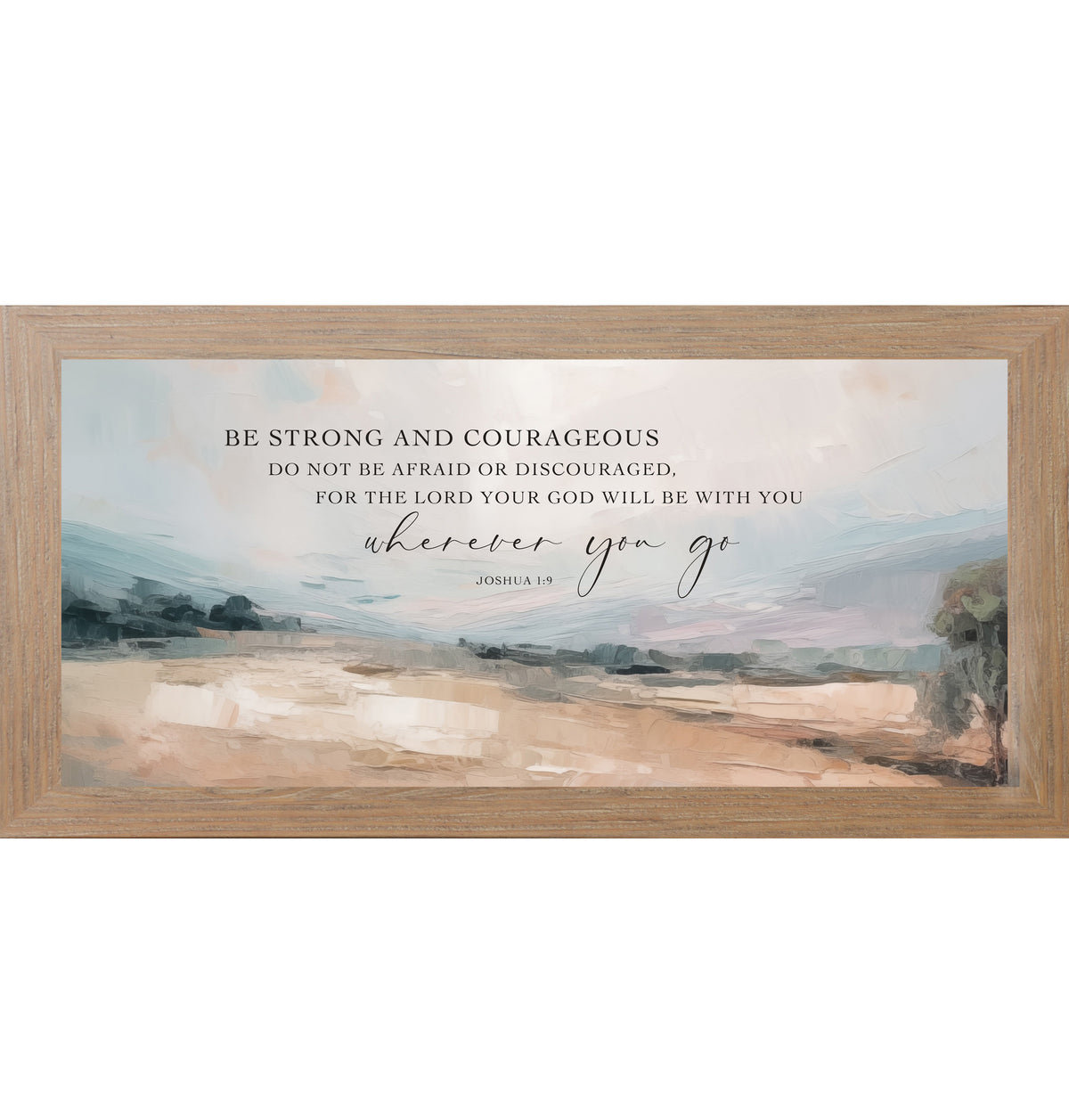 Be Strong and Courageous Wall Art – Joshua 1:9 Terracotta Landscape Wide Christian Decor (SB759)