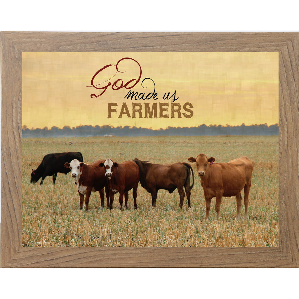 God Made Us Farmers Wall Art – Cattle Golden Field Sunset Farmhouse Landscape Decor (SSW9938)