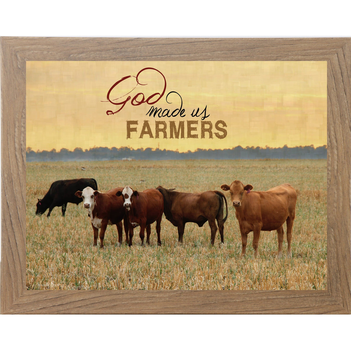God Made Us Farmers Wall Art – Cattle Golden Field Sunset Farmhouse Landscape Decor (SSW9938)
