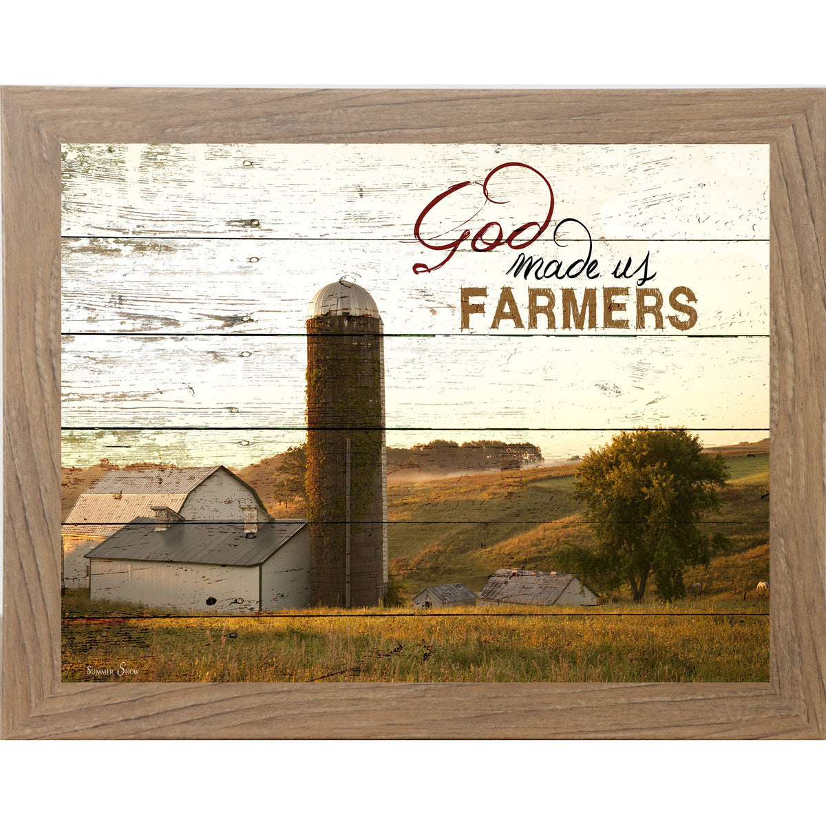 God Made Us Farmers Wall Art – White Barn Silo Farmhouse Landscape Decor (SSW9939)