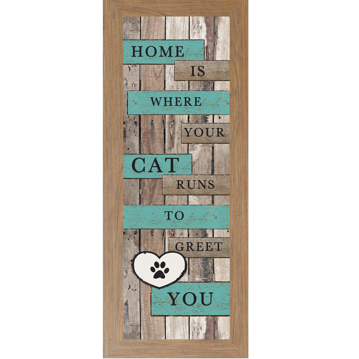 Home Is Where Your Cat Runs to Greet You Wall Art – Rustic Pallet Wood Cat Decor (SB923)