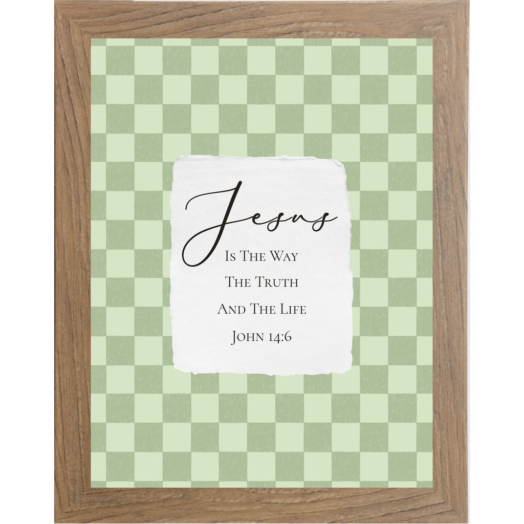 Jesus Is The Way The Truth And The Life Wall Art – John 14:6 Sage Green Christian Decor (SB235)