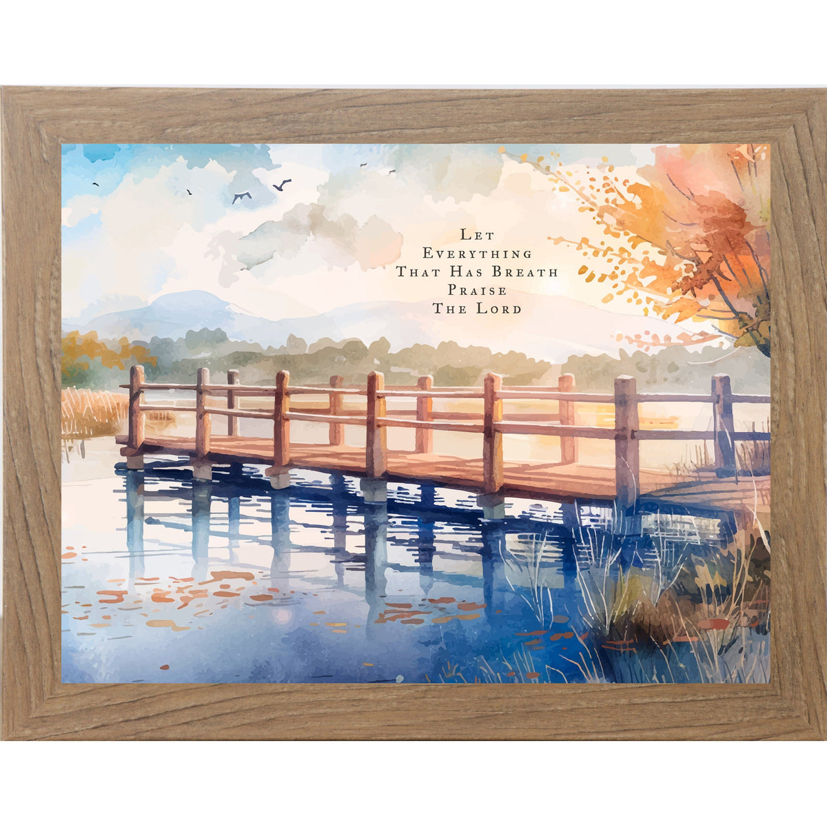 Let Everything That Has Breath Praise The Lord Wall Art – Autumn Pier Landscape Decor (SB243)