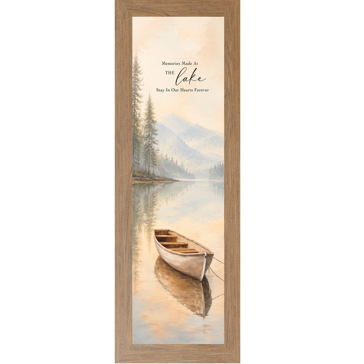 Memories Made At The Lake Wall Art – Watercolor Rowboat Narrow Portrait Lake Decor (SB939)