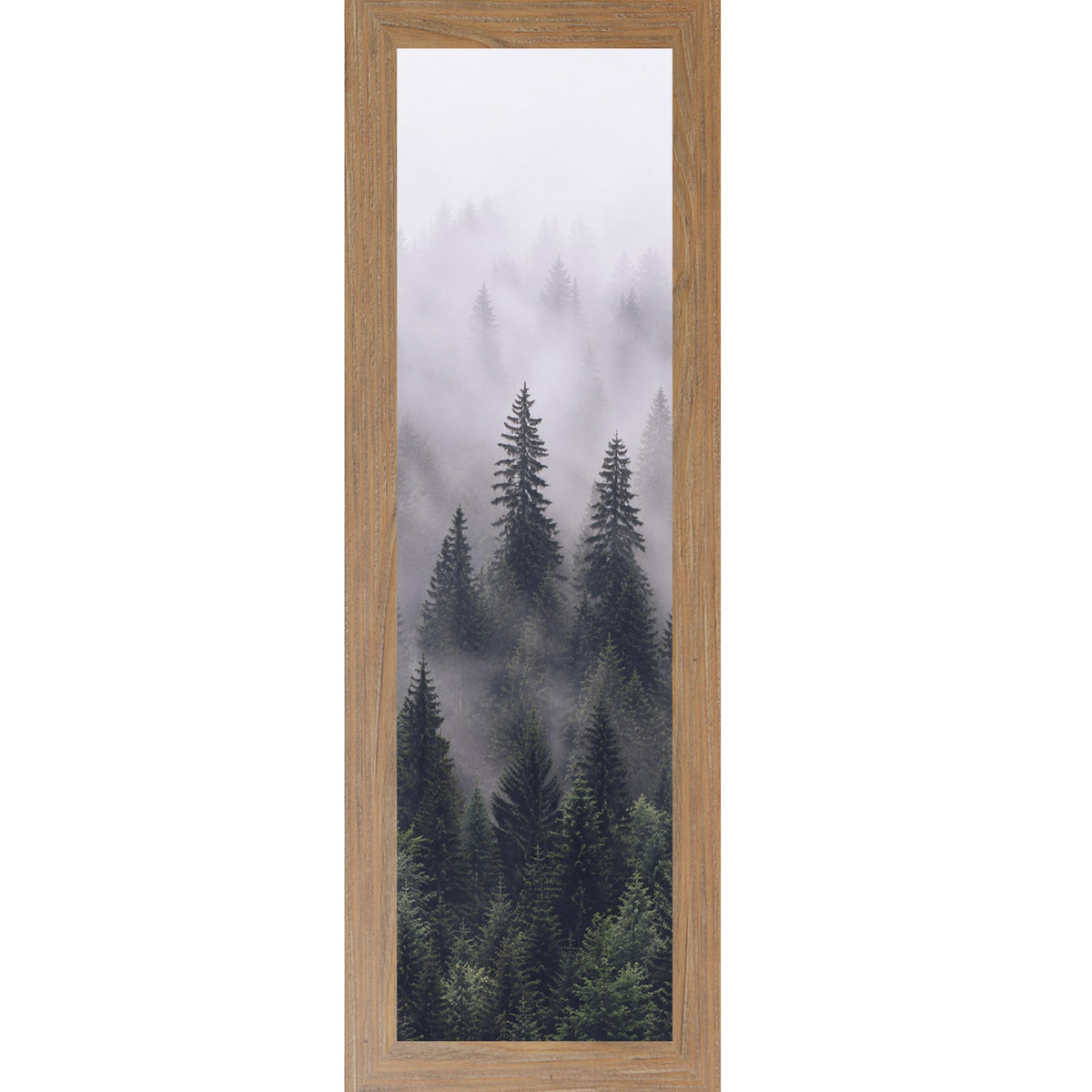 Misty Forest Wall Art – Tall Narrow Portrait Evergreen Pine Cabin Decor (SB945)