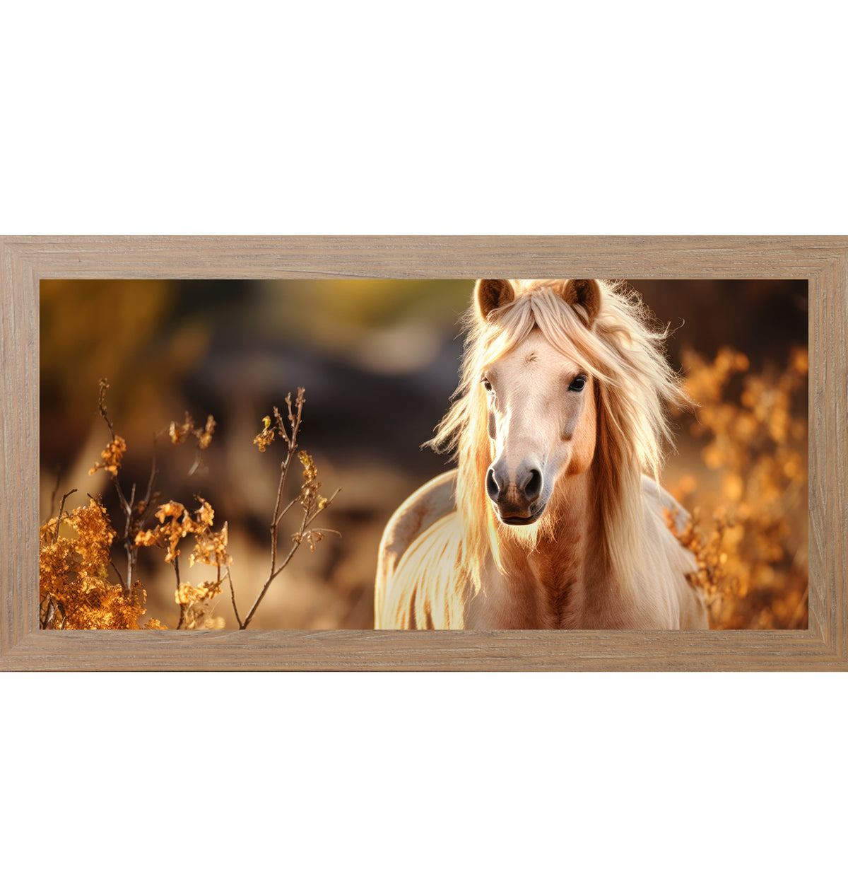 Palomino Horse Wall Art – Golden Autumn Wide Landscape Equine Decor (ZS105)