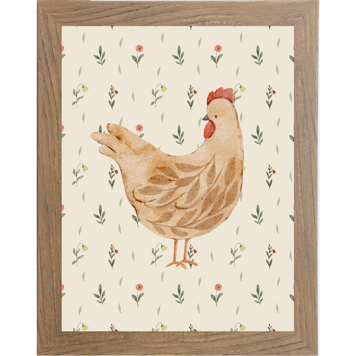Rustic Farmhouse Hen Wall Art – Watercolor Chicken Portrait Farmhouse Kitchen Art (SB240)