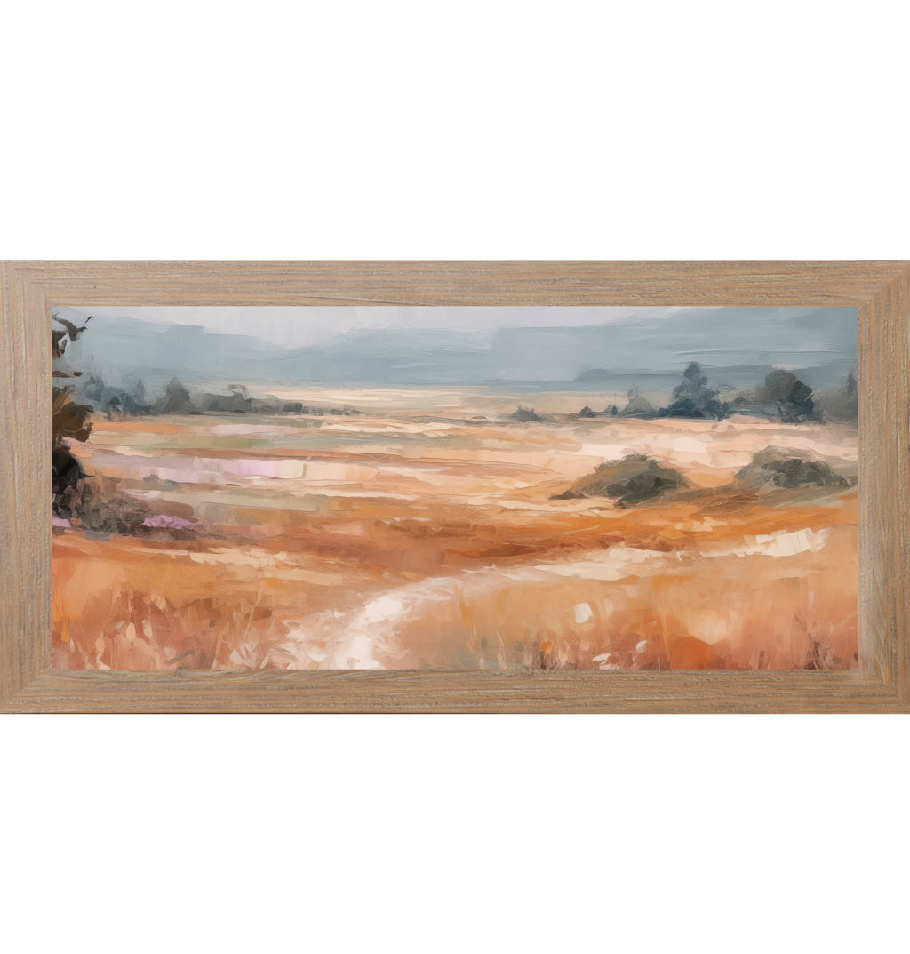 Terracotta Abstract Landscape Wall Art – Full Panoramic Wide Scenic Farmhouse Nature Decor (SB758)