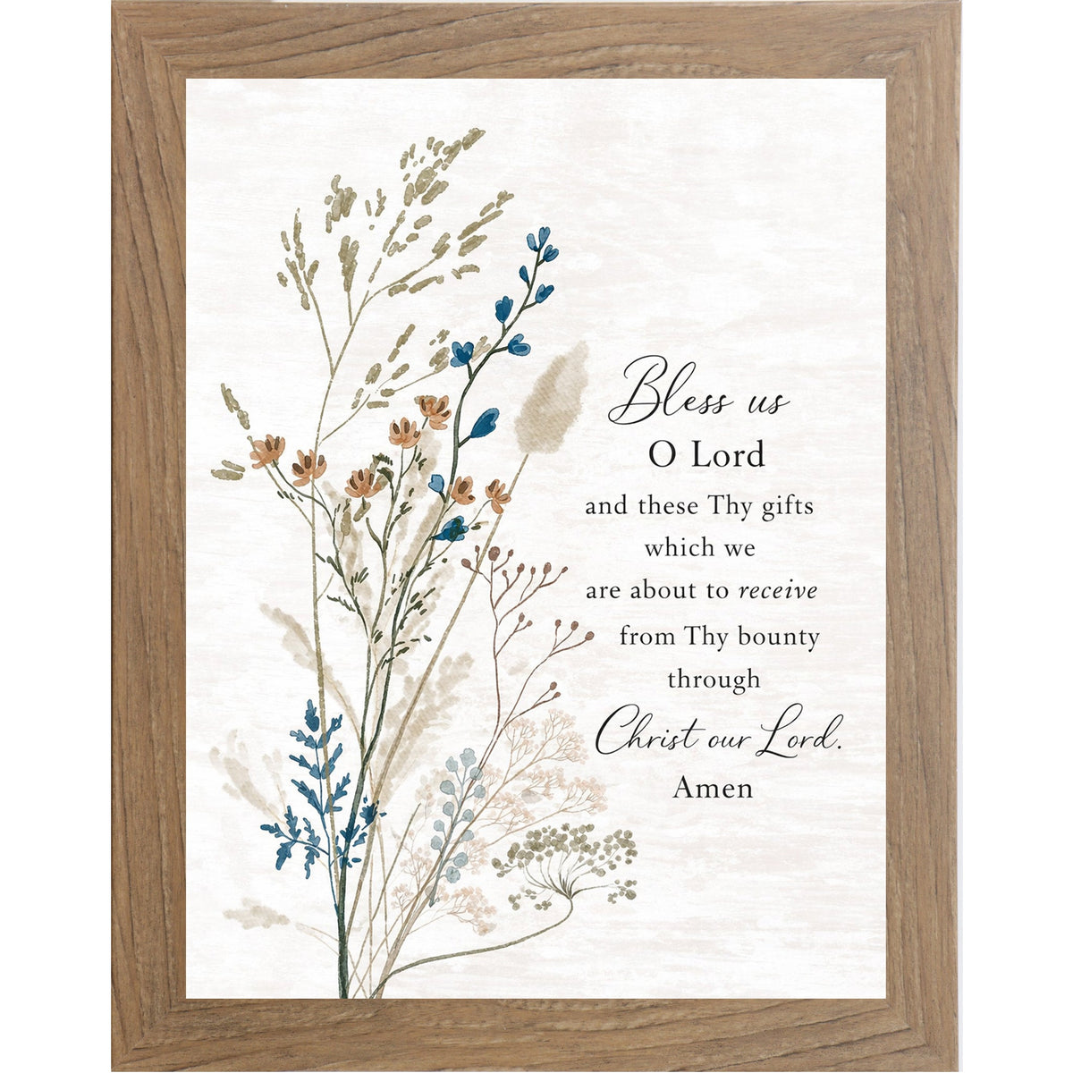 Bless Us O Lord Wall Art – Catholic Meal Prayer Wildflower Floral Christian Dining Room Decor (SA429)