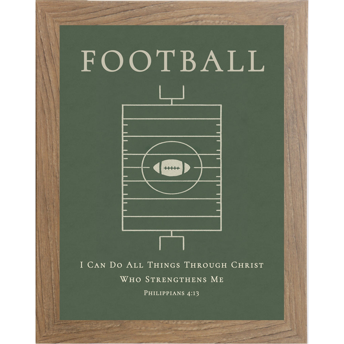 Football Wall Art – Philippians 4:13 Christian Football Decor – Boys Sports Room Wall Art (SB216)