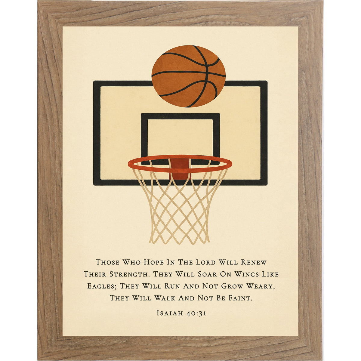 Isaiah 40:31 Basketball Hoop Wall Art – Christian Basketball Decor for Boys Room (SB210)