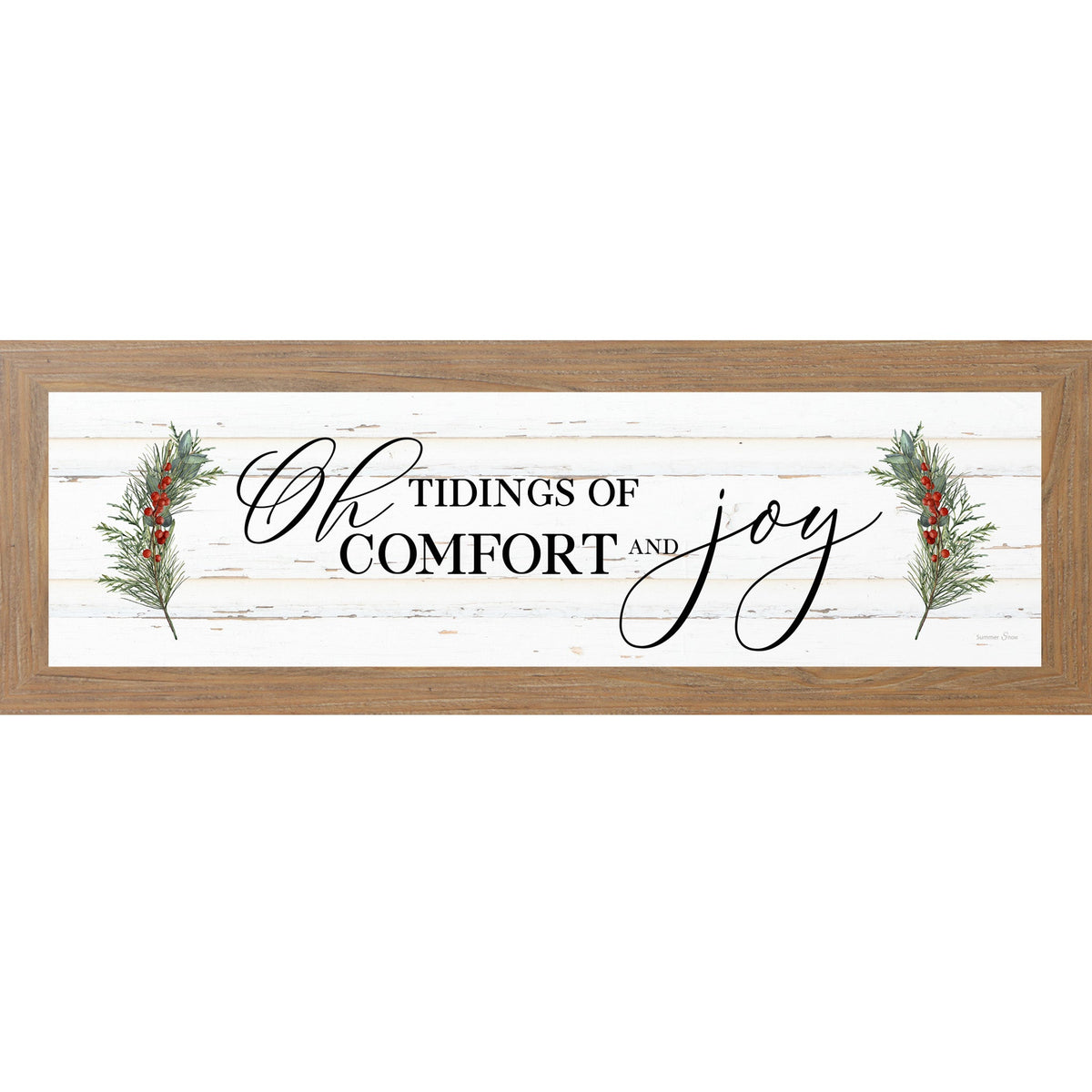 Oh Tidings of Comfort and Joy – Christian Christmas Wall Art, Winter Faith Decor, Framed Holiday Mantel Art (SS103656)