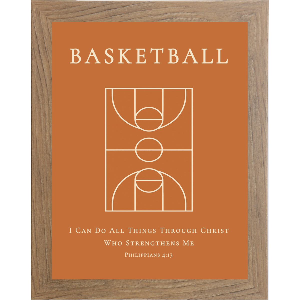 Philippians 4:13 Basketball Court Wall Art – Christian Basketball Decor for Boys Room (SB209)