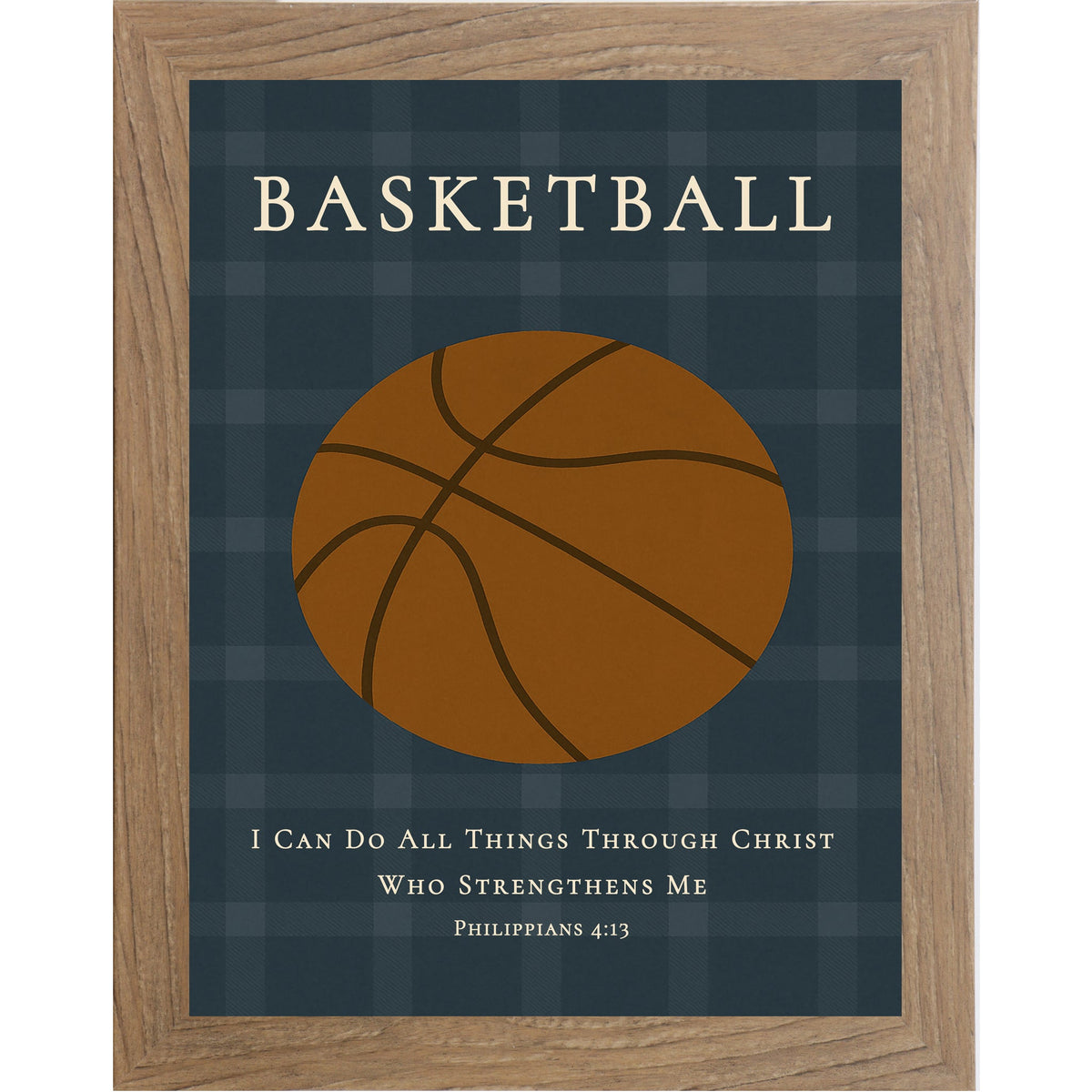 Philippians 4:13 Basketball Wall Art – Christian Basketball Decor for Boys Room or Sports Nursery (SB208)