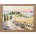 Tuscan Road to the Villa Wall Art – Watercolor Cypress Lavender Italian Sunrise Landscape (SB221)