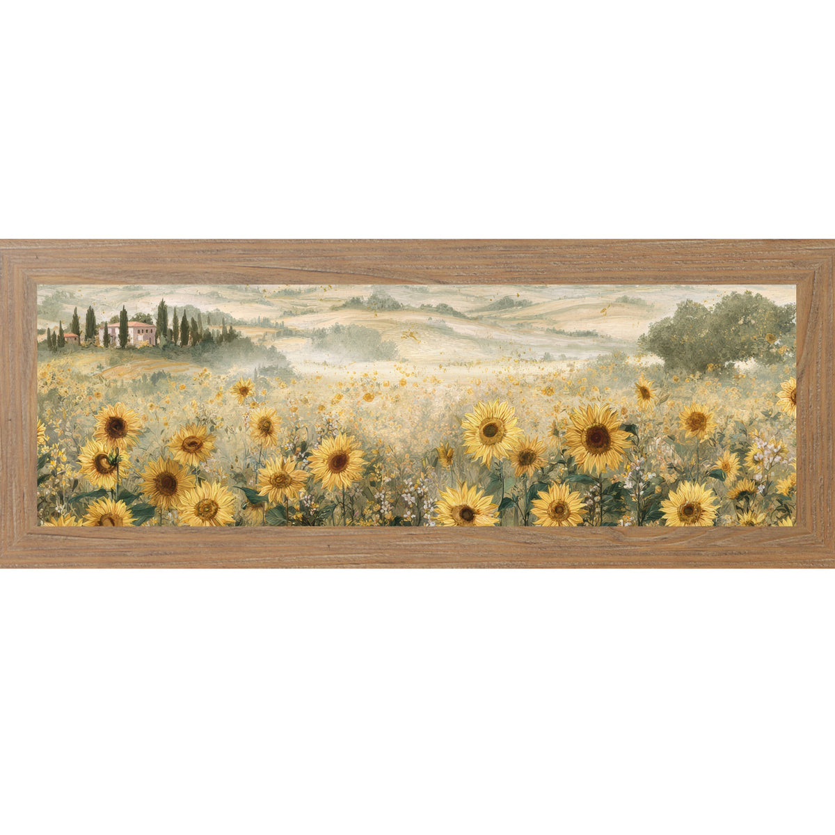 Tuscan Sunflower Field Wall Art – Italian Countryside Floral Wide Landscape Decor (SB921)