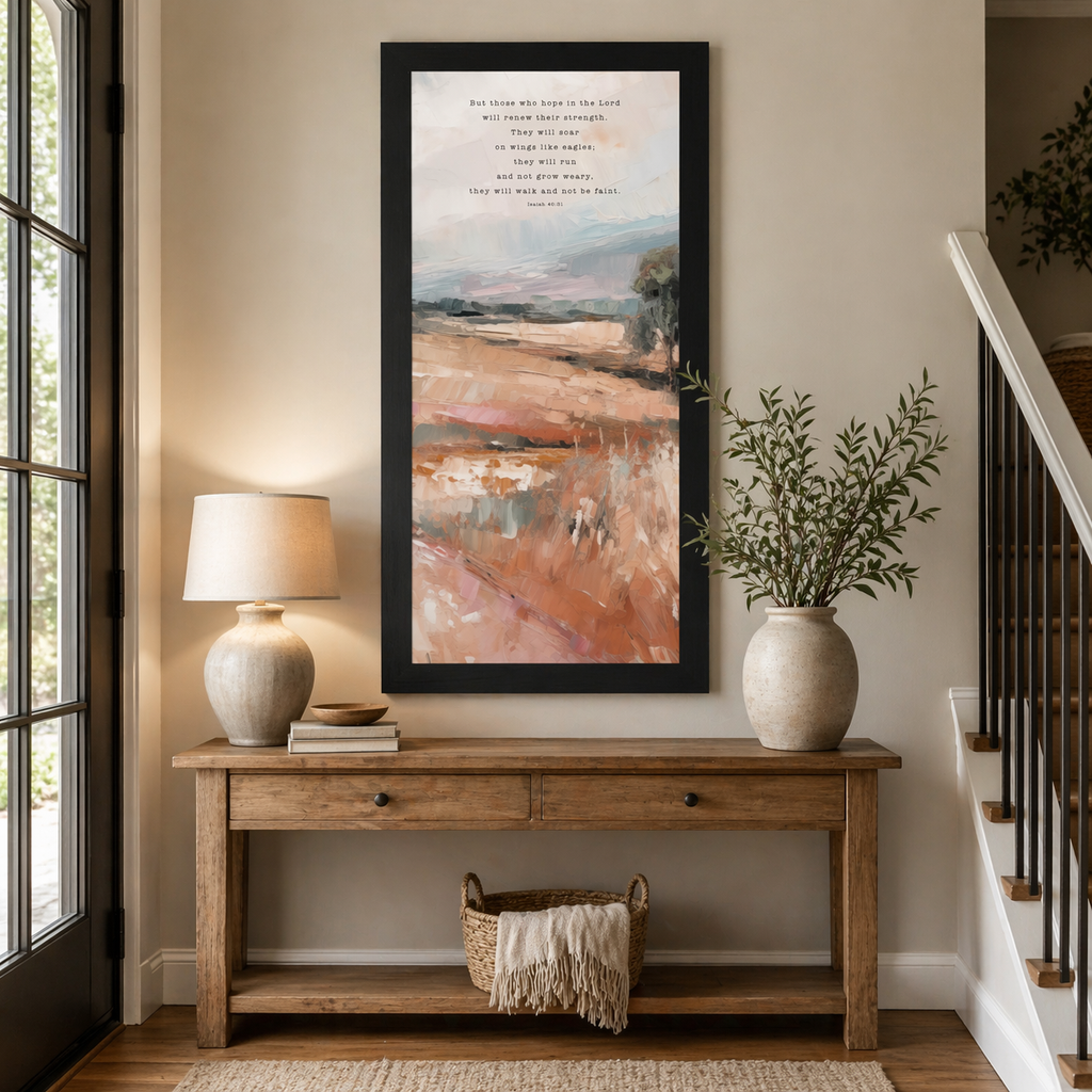 Isaiah 40:31 Wall Art – Soar On Wings Like Eagles Terracotta Landscape Christian Decor (SB761)