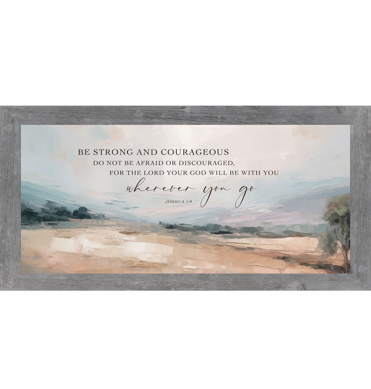 Be Strong and Courageous Wall Art – Joshua 1:9 Terracotta Landscape Wide Christian Decor (SB759)