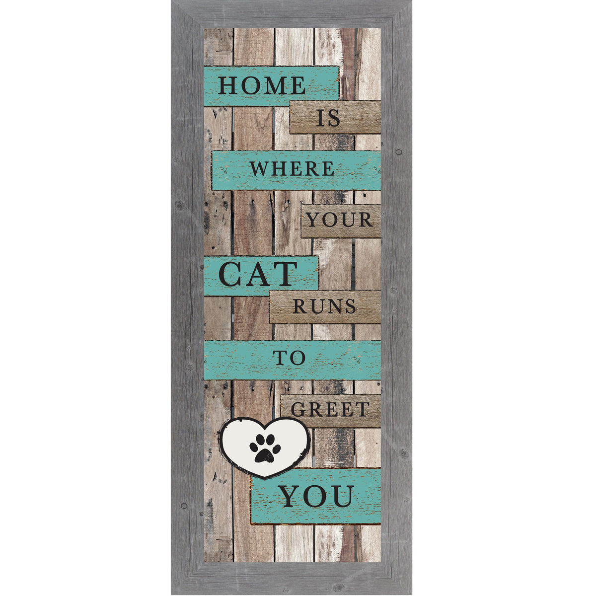 Home Is Where Your Cat Runs to Greet You Wall Art – Rustic Pallet Wood Cat Decor (SB923)