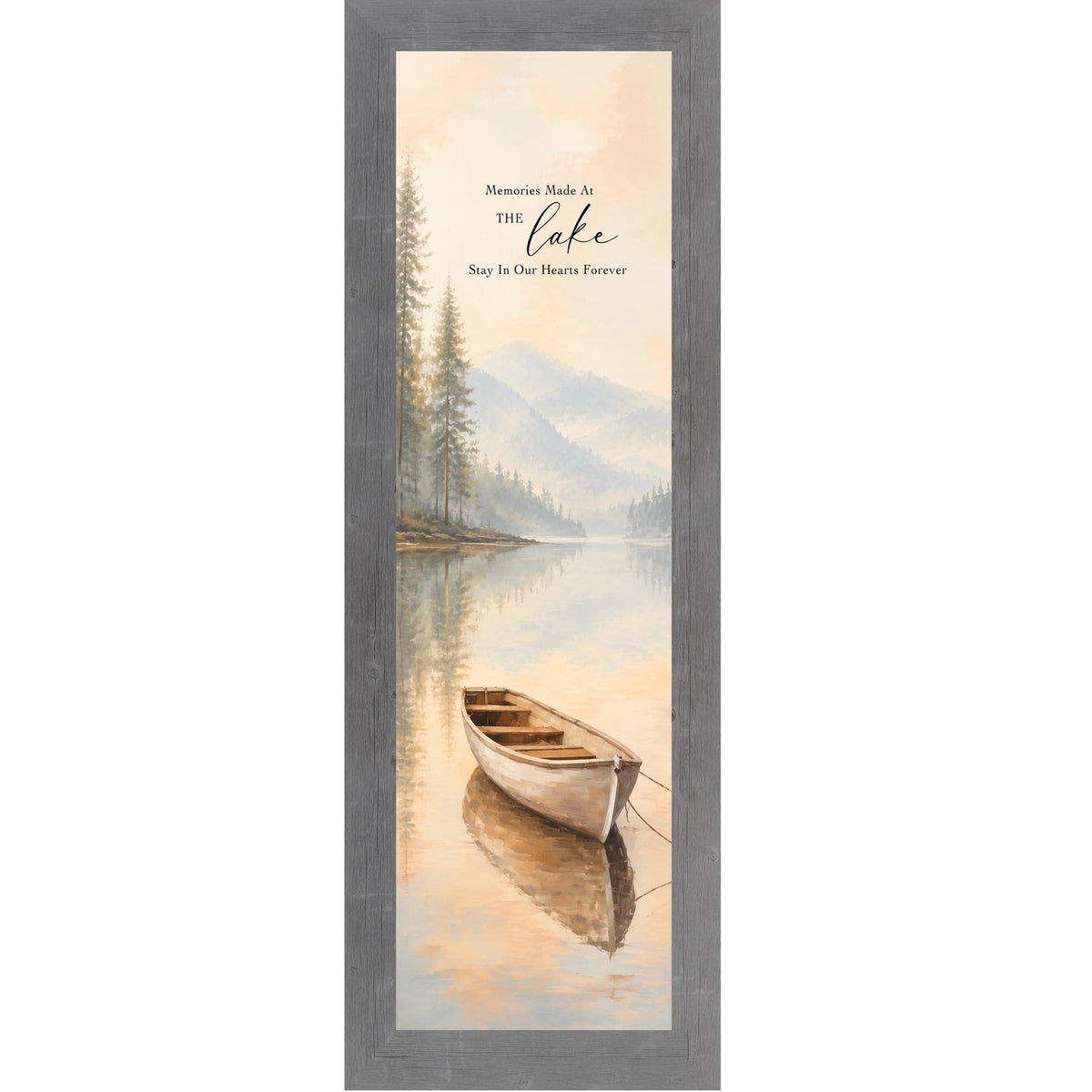 Memories Made At The Lake Wall Art – Watercolor Rowboat Narrow Portrait Lake Decor (SB939)