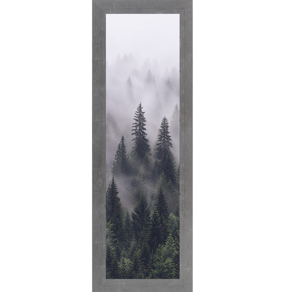 Misty Forest Wall Art – Tall Narrow Portrait Evergreen Pine Cabin Decor (SB945)