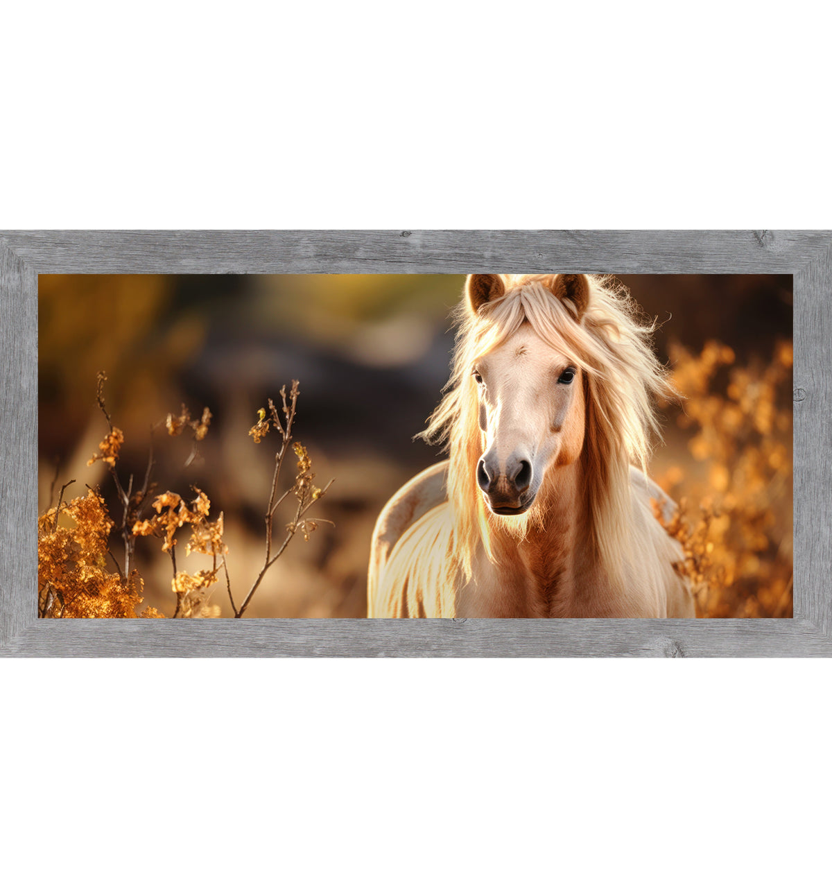Palomino Horse Wall Art – Golden Autumn Wide Landscape Equine Decor (ZS105)