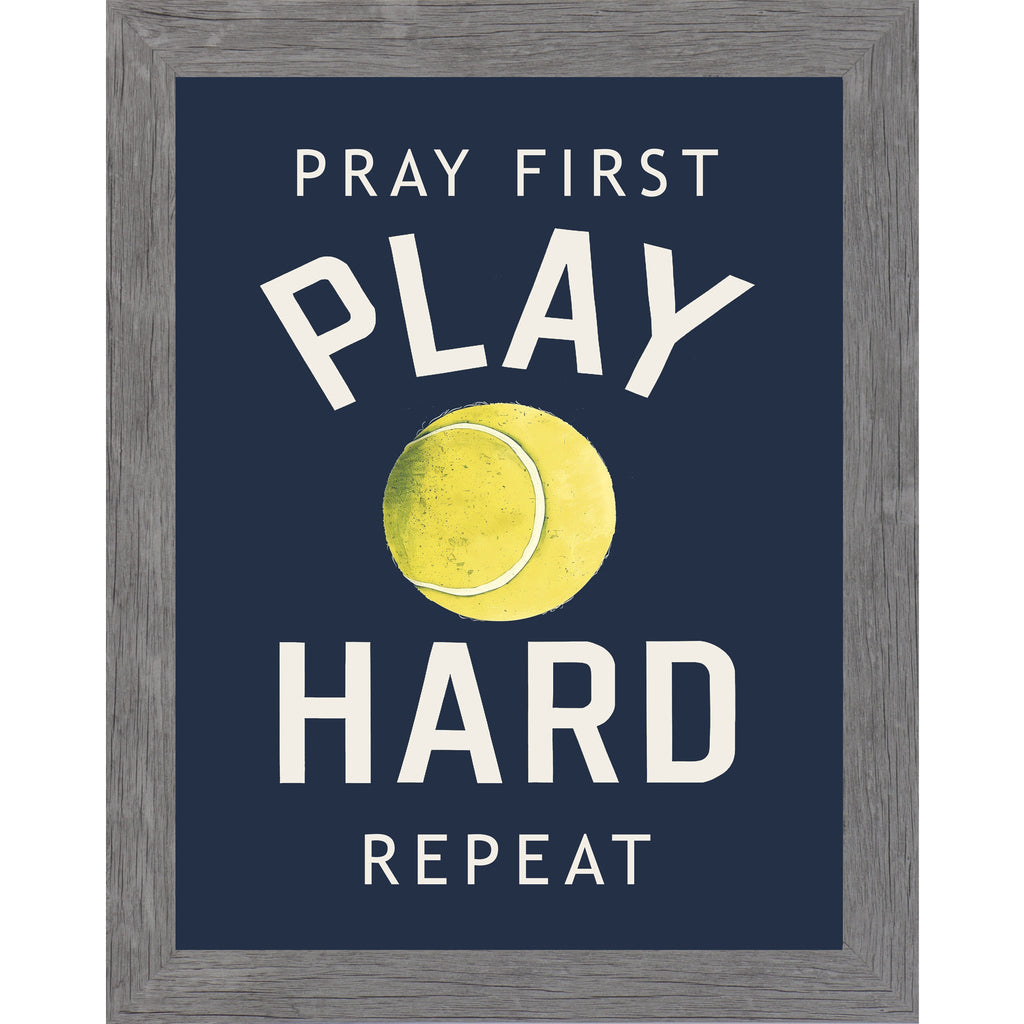 Pray First Play Hard Repeat Tennis Wall Art – Christian Sports Bedroom Decor (SB263)