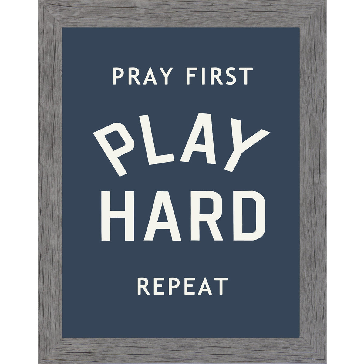 Pray First Play Hard Repeat Wall Art – Christian Sports Bedroom Decor (SB257)
