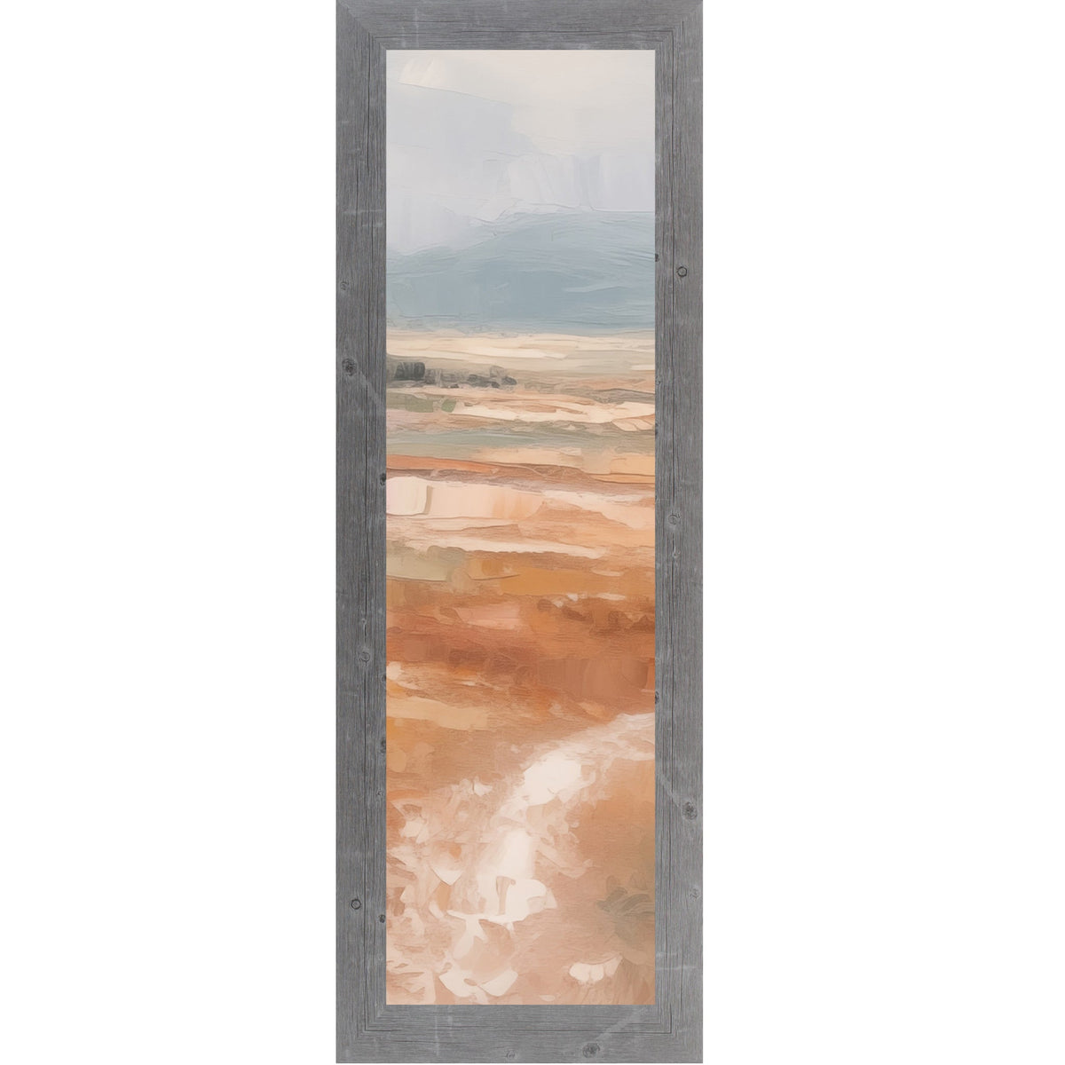 Terracotta Abstract Landscape Wall Art – Soft Peach Field Narrow Portrait Scenic Decor (SB934)